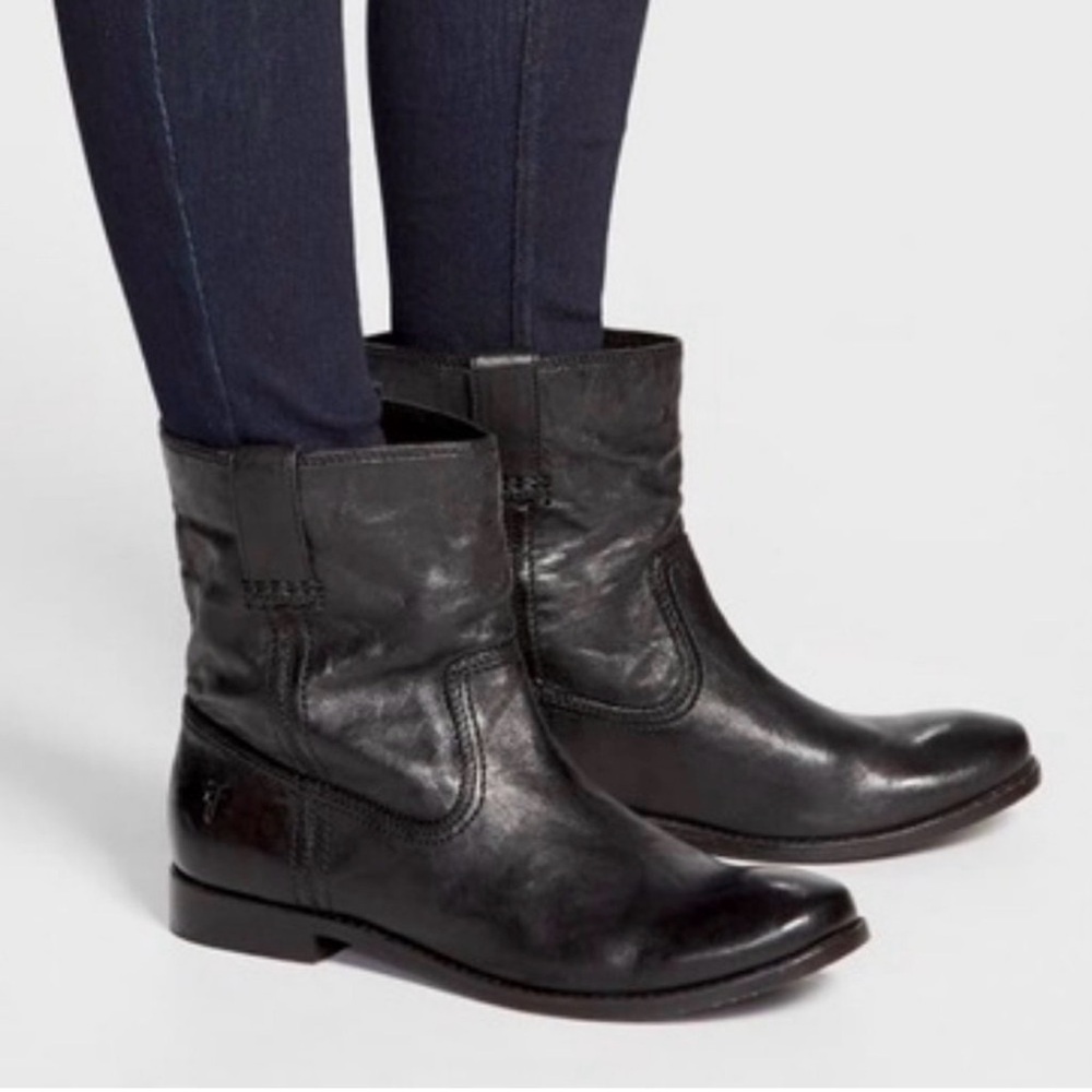 Frye Womens Shoes Anna Shortie Boots Sz 6 Black Leather Booties Casual Soft